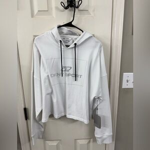 DKNY White Sport Crop Hoodie